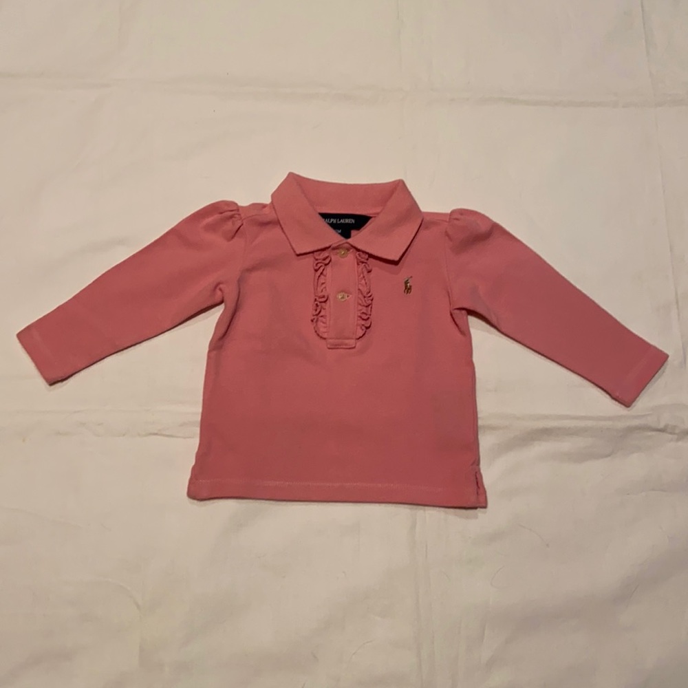 Ralph Lauren long sleeve ruffle front polo shirt